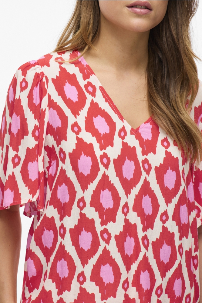 VIKIKKI V-NECK 2/4 TOP/TES 14109538 AURORA RED